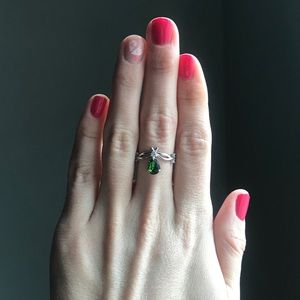 **LAST CHANCE** Unique, Vintage-Inspired Green Pear Stone Ring